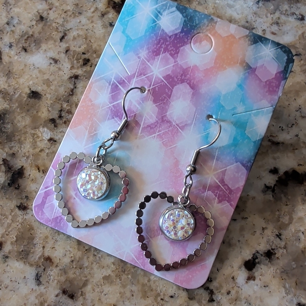 5 For $25.00- Silver Heart Dangle Earrings